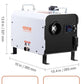 8 kW diesel heater, 12 V/24 V all-in-one diesel air heater, Bluetooth app control, remote control and display, CO alarm, rapid heating