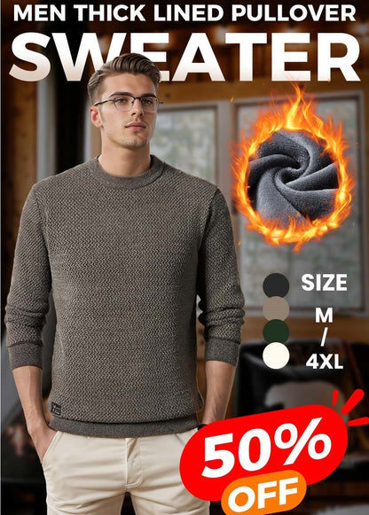 🎁Hot Sale 49% OFF⏳Men's Warm Cozy Lined Crewneck Top🎁Ideal Gift