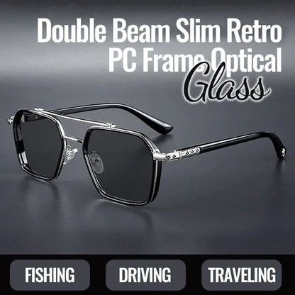 Double Beam Slim Retro PC Frame Optical Sunglasses