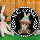 🐇 Easter Sale💥Highland Cow Sign Interchangeable Welcome Sign with Magnet Detachable Hats Cute Cattle Hanging