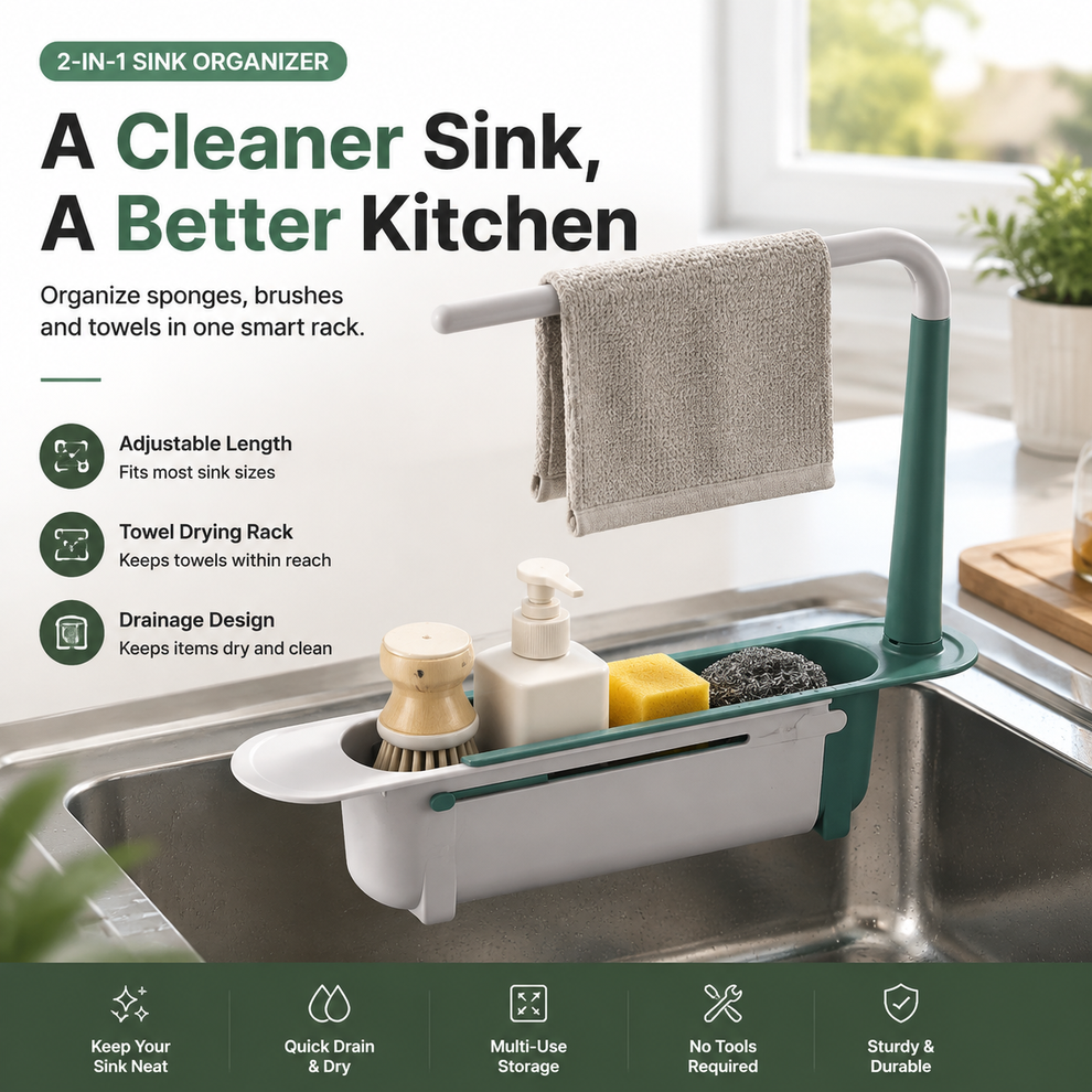 🔥Limited Time Promotion 50% OFF🔥2-in-1 Sink Organizer Rack – Expandabl ...