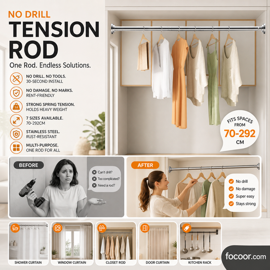 Adjustable No-Drill Tension Rod