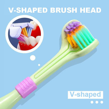 V-shaped Three-sided Toothbrush with Soft Bristles