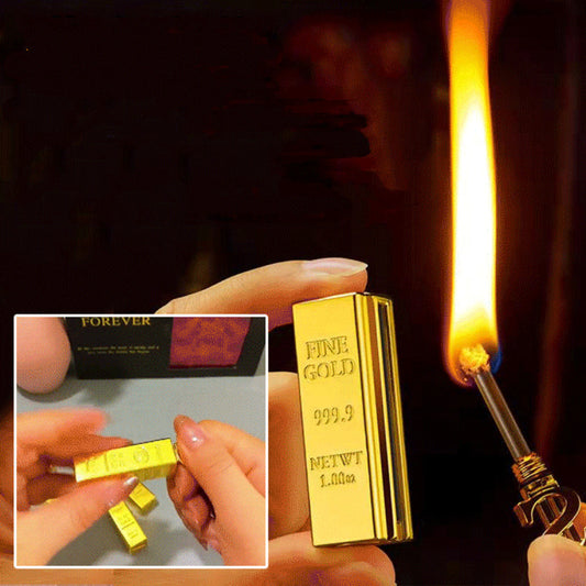Multifunctional Metal Keychain Gold Bar Match Lighter