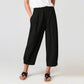 💓New Hot Sales - Solid Elastic Women's Pants Waist Stitching Cropped Color Straight