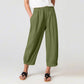 💓New Hot Sales - Solid Elastic Women's Pants Waist Stitching Cropped Color Straight