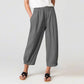 💓New Hot Sales - Solid Elastic Women's Pants Waist Stitching Cropped Color Straight