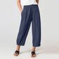 💓New Hot Sales - Solid Elastic Women's Pants Waist Stitching Cropped Color Straight