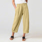 💓New Hot Sales - Solid Elastic Women's Pants Waist Stitching Cropped Color Straight