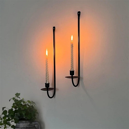 2pcs Elegant Wall-Mounted Metal Candle Holder Sconces