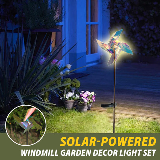 Solar-Powered 4-Blade Windmill Garden Decor Light Set