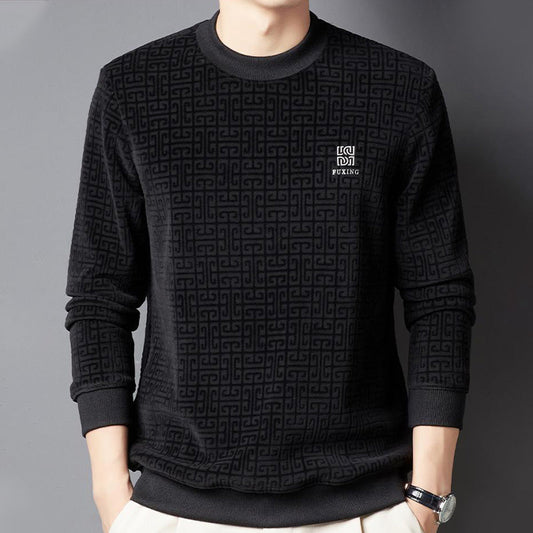 [Warm Gift] Casual Solid Jacquard Pullover Sweater for Men