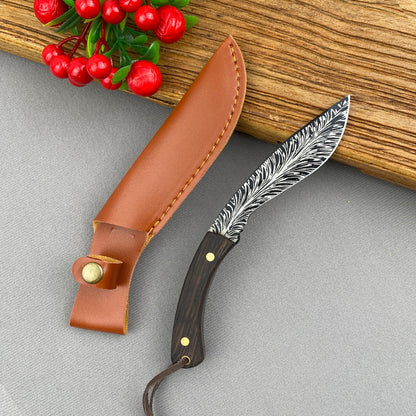 Sharp Feather Pattern Stainless Steel Knife