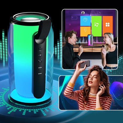 Portable Karaoke Machine with 2 Mics & LED Light