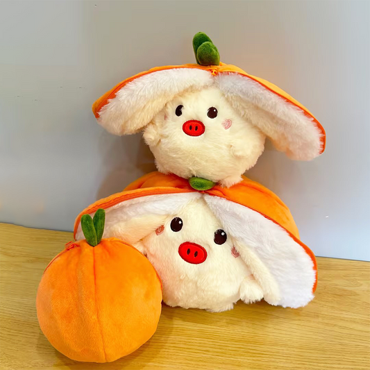 Cute Persimmon Rabbit & Pig Plush Toy