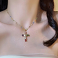 💜 LAST DAY PROMOTION - 50%OFF 💜Colorful Rhinestone Cross Pendant Necklaces