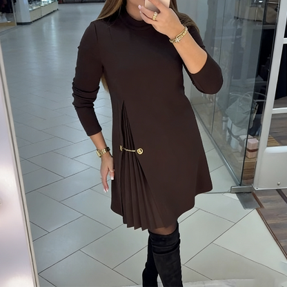 🔥Christmas Limited-Time Offer: 50% OFF!!!🔥Elegant Long Sleeve Pleated Panel Dress