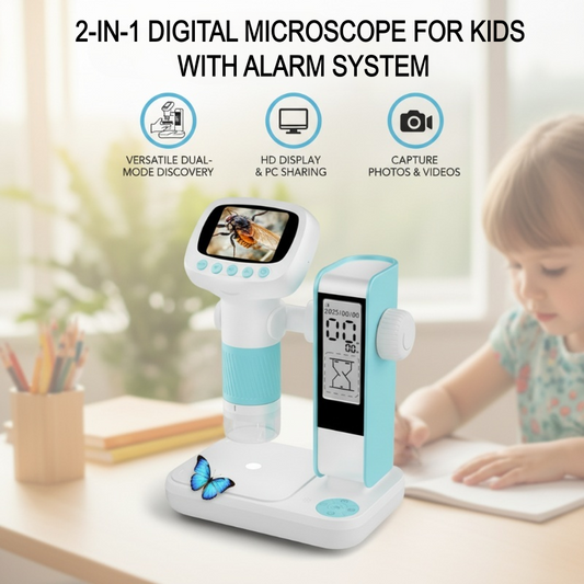 🔥Christmas Limited-Time Offer: 50% OFF!!!🔥2-in-1 Digital Microscope For Kids With Alarm System
