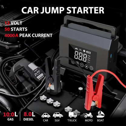 🚗 Car starter with integrated air compressor｜Start and inflate instantly, wherever you are ⚡