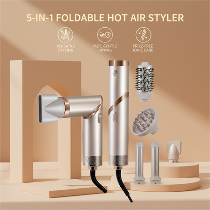 🔥Christmas Limited-Time Offer: 50% OFF!!!🔥Value Bundle: 5-in-1 Foldable Hot Air Styler + Cleaning Cloth