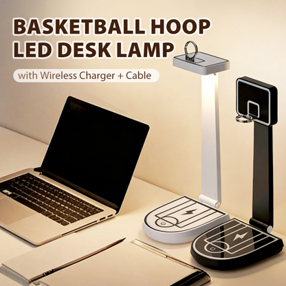 Value Bunle: Basketball Hoop LED Desk Lamp with Wireless Charger + Cable