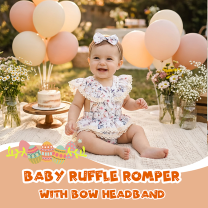 🔥2026 New Arrivals: 50% Off for a Limited Time!🔥Baby Ruffle Romper with Bow Headband