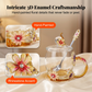 Elegant Enamel Floral Glass Cup and Saucer Set