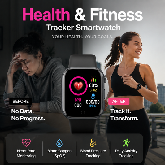 ⌚ Your Wrist Health Hub! Health & Fitness Smartwatch – Track Heart Rate, Steps & Sleep All Day 💓