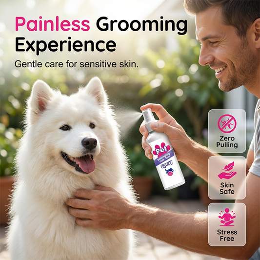 🐶50% OFF NOW! Instant Pet Detangling Hair Care Spray – Knot Remover Silky Finish Quick Dry Fur Detangler, No Rinse Grooming Spray for Dogs & Cats Long Short Hair Daily Grooming