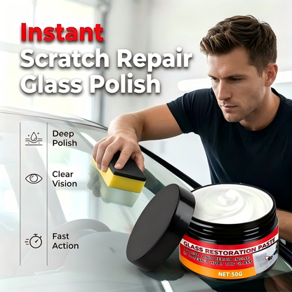 🚗 LIMITED-TIME 50% OFF! Car Glass Scratch Repair Polish Paste, Windscreen Deep Scratch Remover with Sponge
