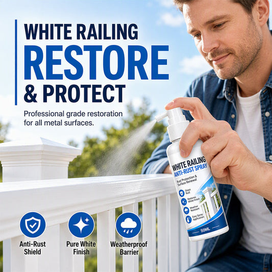 🛡️50% OFF NOW! White Railing Anti-Rust Spray‑Weatherproof White Metal Surface Refresh & Protection Spray, Restores & Guards Outdoor Railings, Fences & Metal Furniture
