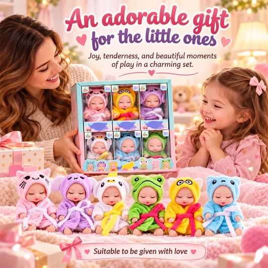 🍼 Mini Baby Dolls in Animal Outfits: 6 Styles, Sleeping Design, Portable, Gift-Ready