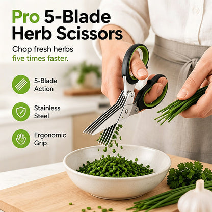 🔥Limited Time Promotion 50% OFF🔥Multi-Layer Kitchen Herb Scissors with Safety Cover