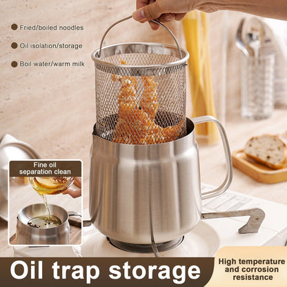 🔥Limited Time Promotion 50% OFF🔥Strain & Reuse Oil Instantly! 2-in-1 Stainless Oil Strainer Pot