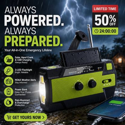 📢50% OFF📻 All-in-One Emergency Solar Powered Radio  🔦