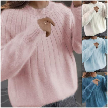 Cashmere Solid Color Fluffy Knitting Sweater