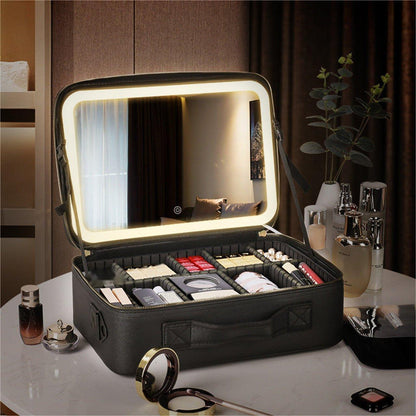 ⏳ 50% OFF🎁Free Shipping-Travel Makeup Organizer Bag with Light Up LED Mirror