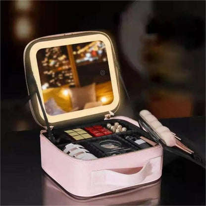 ⏳ 50% OFF🎁Free Shipping-Travel Makeup Organizer Bag with Light Up LED Mirror