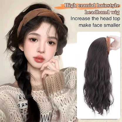 High Cranial Hairstyle Headband Wig