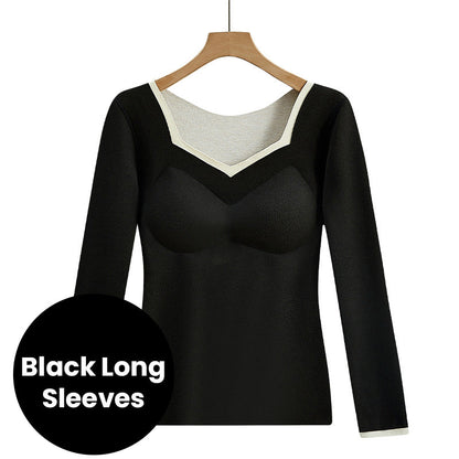 [Winter Gift] Women's Slim Fit Padded Base Layer Faux Fleece Lined Thermal Shirt